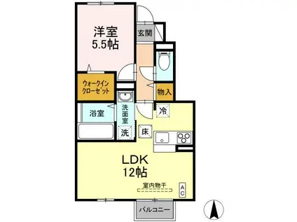 BELLE FLEUR(1LDK/1階)の間取り写真