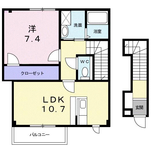 イノセントエンジェル(1LDK/2階)の間取り写真