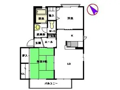 バリュージュRYO C棟(2LDK/2階)の間取り写真