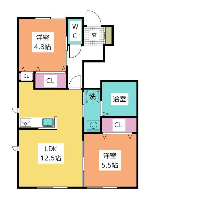 ローズガーデン(2LDK/1階)の間取り写真