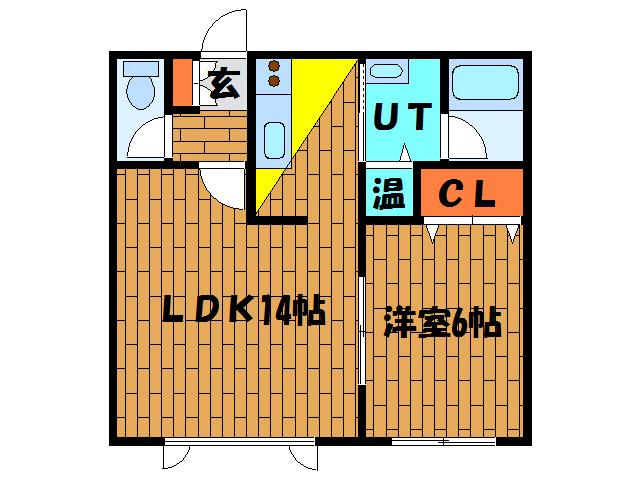 コーポやさしそう(1LDK/2階)の間取り写真