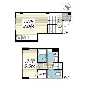 サリースマイル参番館(1LDK/B1階)の間取り写真
