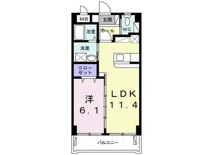 コンソラージュ・エアル(1LDK/1階)の間取り写真