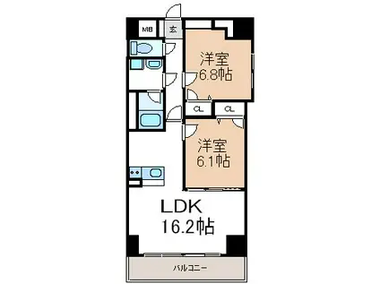 CASA GRIGIO(2LDK/8階)の間取り写真