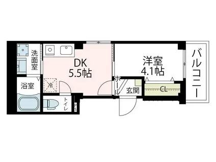 ノエル新川崎(1DK/3階)の間取り写真