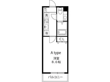 LOCS SHINYURIGAOKA(1K/3階)の間取り写真