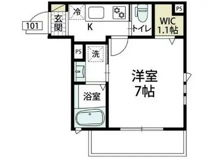メゾン・ド・エクレール(1K/1階)の間取り写真
