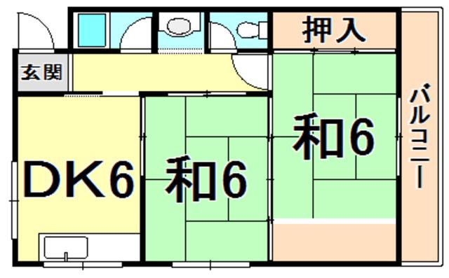 メゾン亜美(2DK/3階)の間取り写真