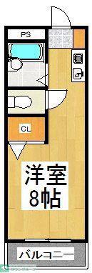 アキコーポ(ワンルーム/2階)の間取り写真