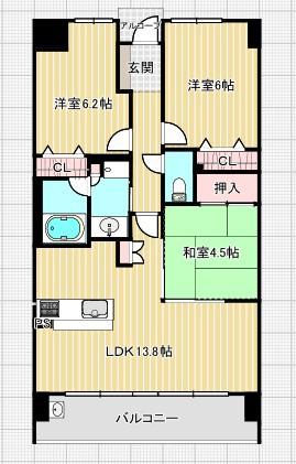 サーパス佐鳴湖(3LDK/7階)の間取り写真