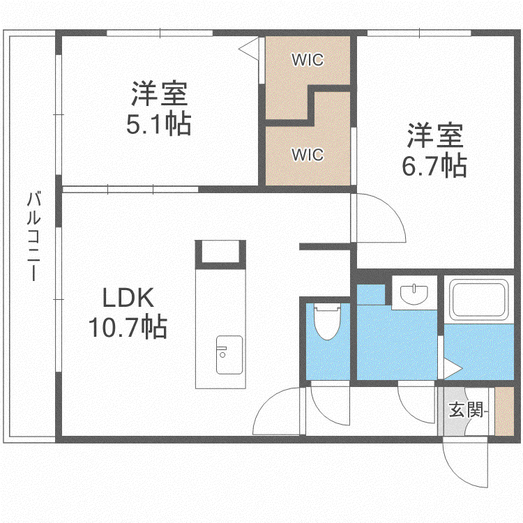 CASASC白石2ND(2LDK/2階)の間取り写真