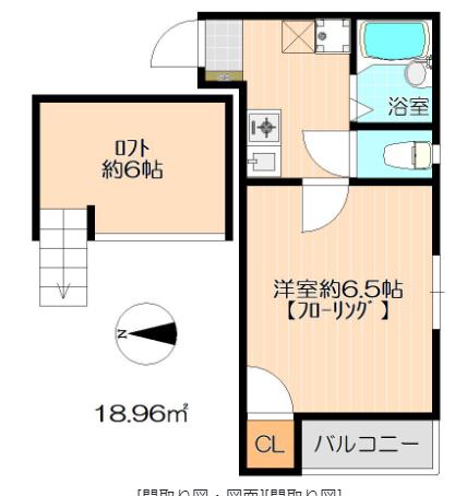 サンプラスパII(1K/1階)の間取り写真