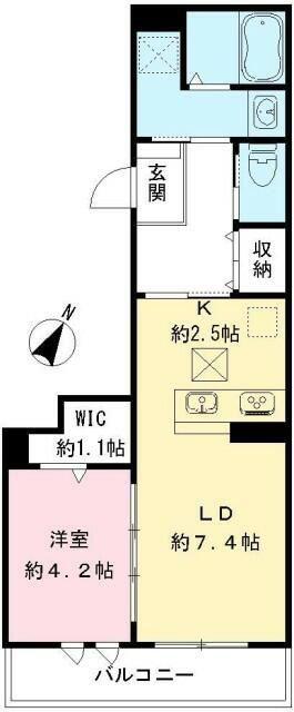 ルモラ玉南(1LDK/1階)の間取り写真