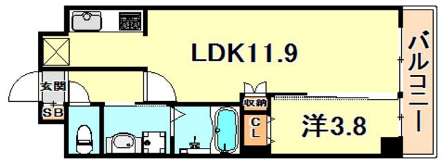 KMS新生水木通(1LDK/4階)の間取り写真