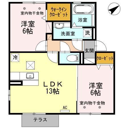 ドレクシア庄野(2LDK/1階)の間取り写真