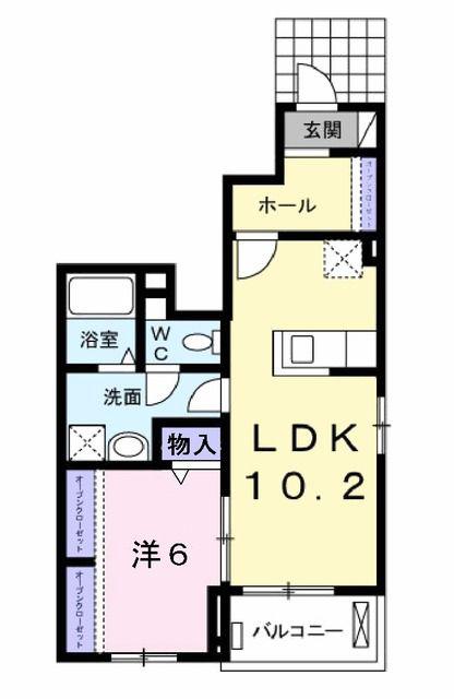 オルタンシアII(1LDK/1階)の間取り写真