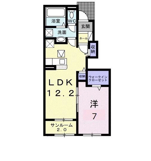デリス・シャルマンII(1LDK/1階)の間取り写真