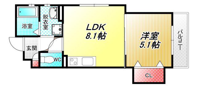 ラモーナ長瀬II(1LDK/2階)の間取り写真