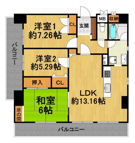 セントラルガーデンタワー(3LDK/22階)の間取り写真