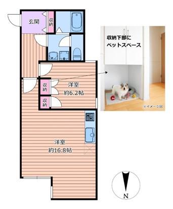 BRILLANTE PAWS 舎人(1LDK/1階)の間取り写真