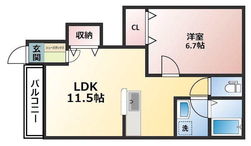 スローハンド参番館(1LDK/1階)の間取り写真
