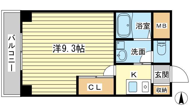 クオリティ21広畑(1K/4階)の間取り写真