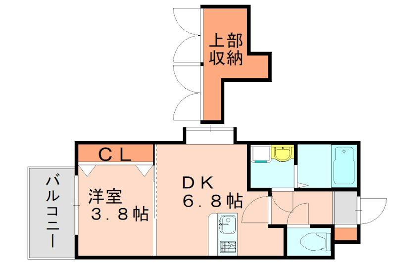 NO.66 GUARANTEE21 HAKATA(1DK/13階)の間取り写真