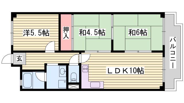 シャトー司(3LDK/5階)の間取り写真