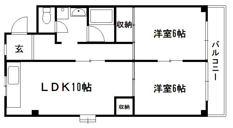 ロイヤルセンタービルコバヤシ(2LDK/3階)の間取り写真