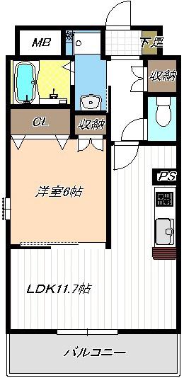 エステーラ小碓(1LDK/1階)の間取り写真