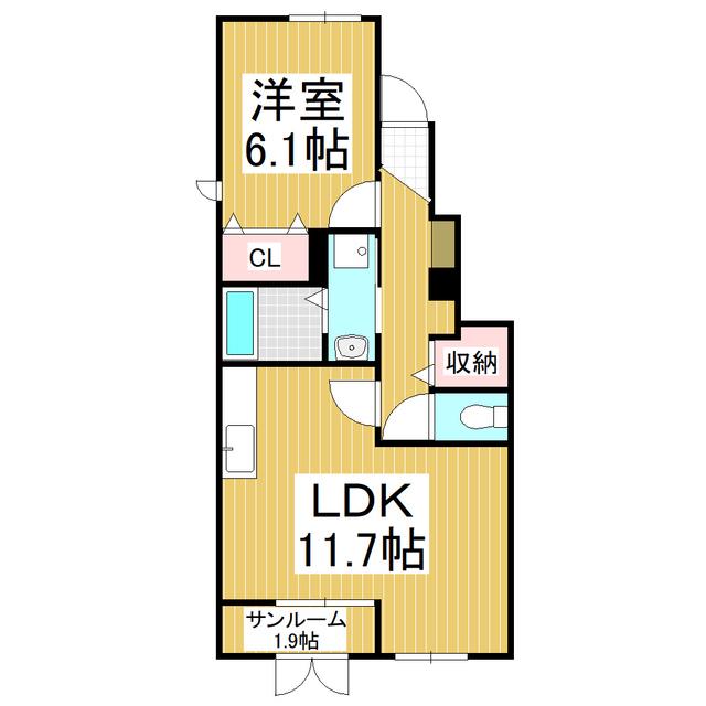 牡丹峰東(1LDK/1階)の間取り写真