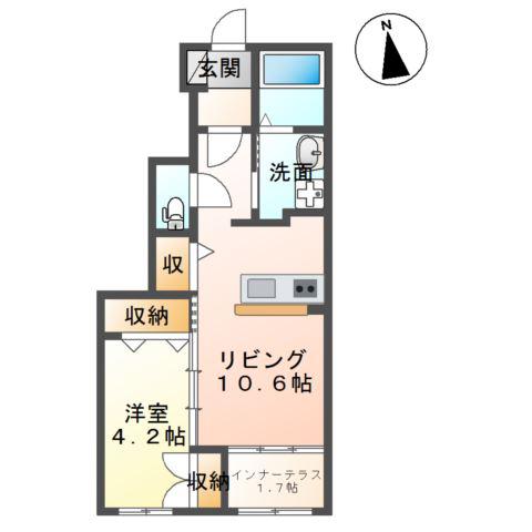 ルミーナ須賀川(1LDK/1階)の間取り写真