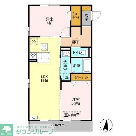 アンリシール・レイク(2LDK/1階)の間取り写真