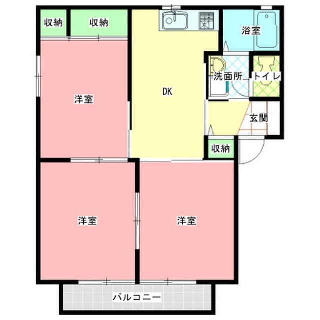 アクシーズA棟(3DK/1階)の間取り写真