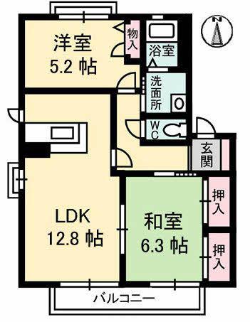 ネオグレース(2LDK/2階)の間取り写真