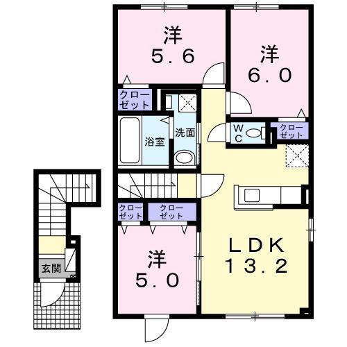 EVITA(3LDK/2階)の間取り写真