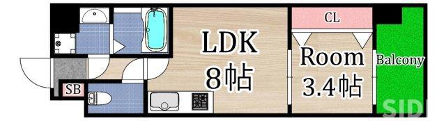 MV.IMP大阪放出(1LDK/6階)の間取り写真
