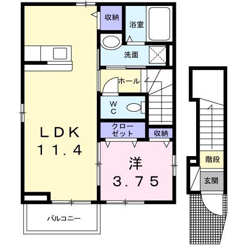 エテルノ輝(1LDK/2階)の間取り写真