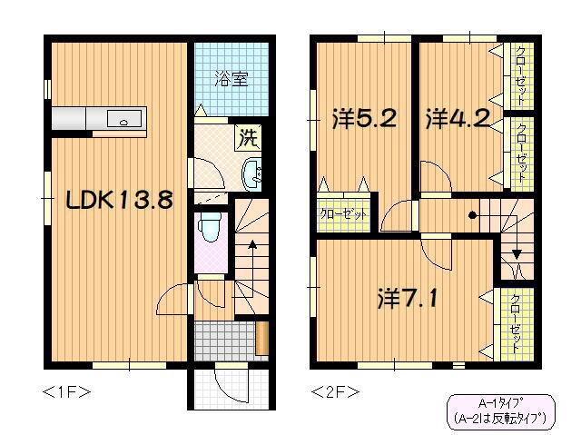 プリエール A棟(3LDK/2階)の間取り写真