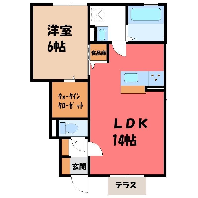 マルベリー(1LDK/1階)の間取り写真