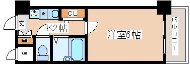 エスリード新神戸(1K/7階)の間取り写真