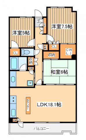 ジェイパーク横浜矢向(3LDK/2階)の間取り写真