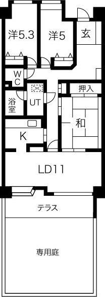 エクセレンス志賀本通(3LDK/1階)の間取り写真