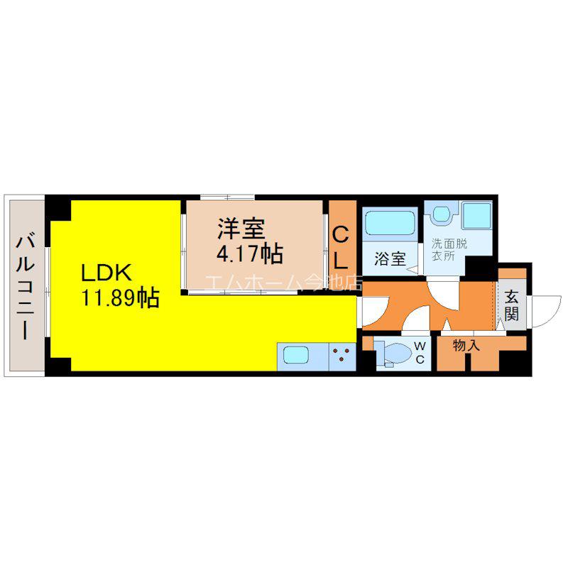 GRANDUKE大曽根(1LDK/4階)の間取り写真