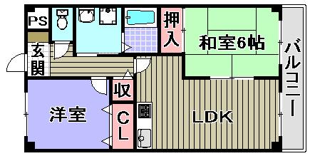 セントポーリア岸和田(2LDK/3階)の間取り写真