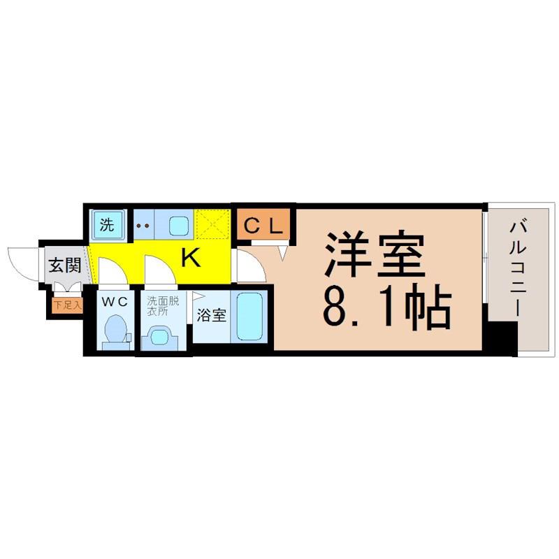 プレサンス大須観音駅前(1K/15階)の間取り写真