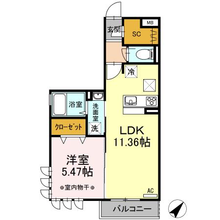 ボヌールメゾン(1LDK/1階)の間取り写真