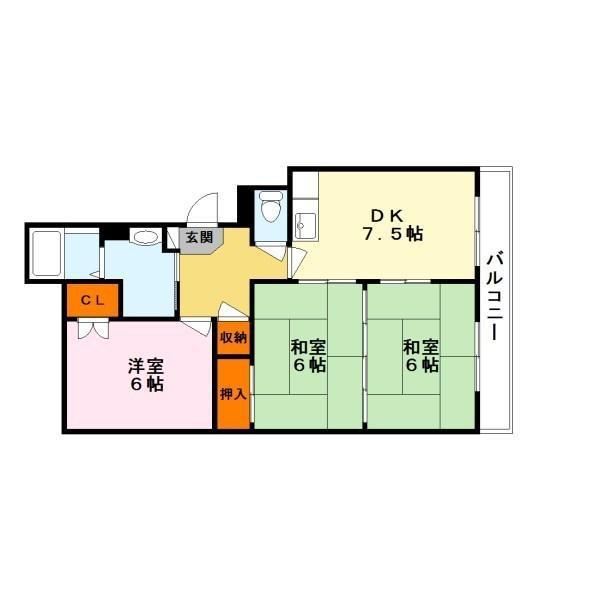 フェリカ葉山(3DK/4階)の間取り写真