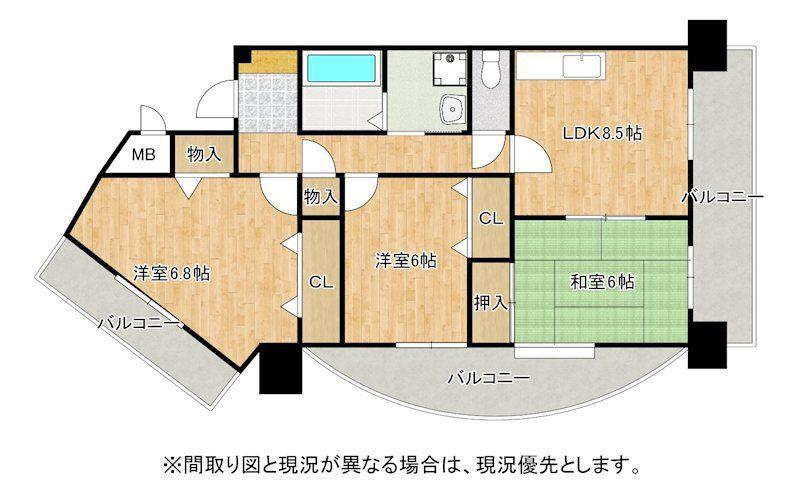 ガーデンパレスやひろ(3LDK/2階)の間取り写真
