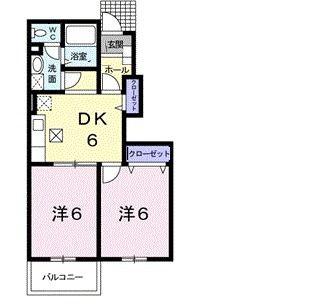 カーサコルテII(2DK/1階)の間取り写真